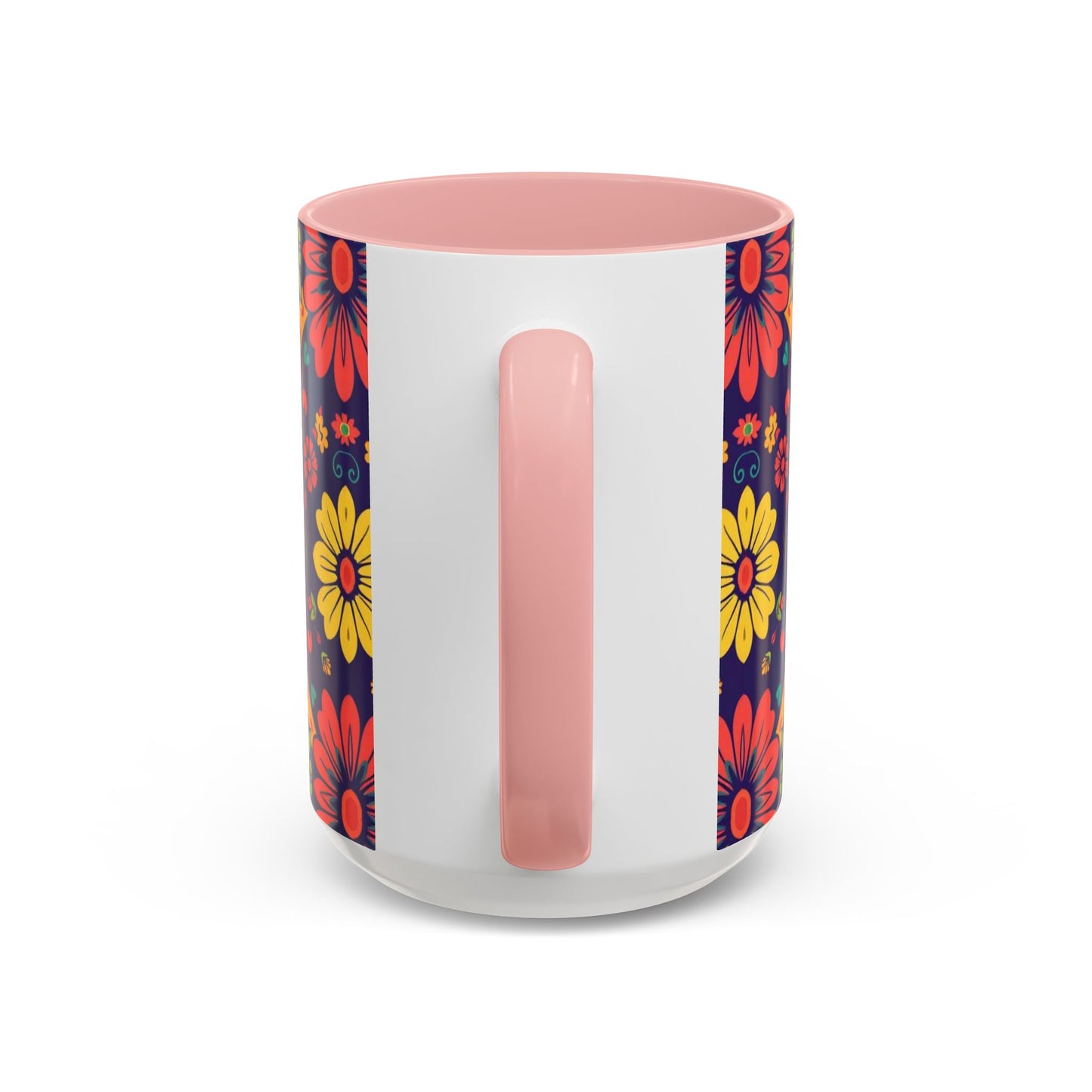 Accent Coffee Mug, Leo, Zodiac v3, Flower Pattern, (11, 15oz)