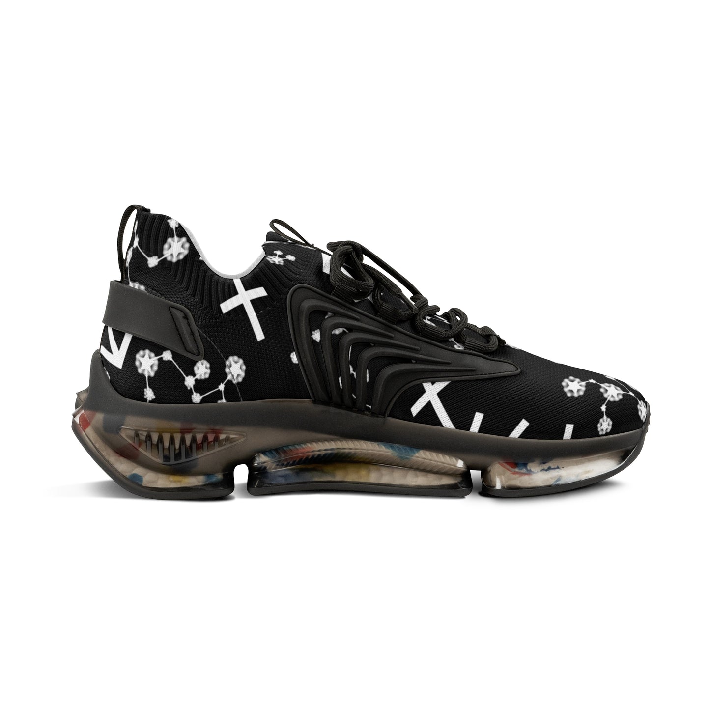 Men's Mesh Sneakers, Sagittarius Zodiac Sign, AOP, Black