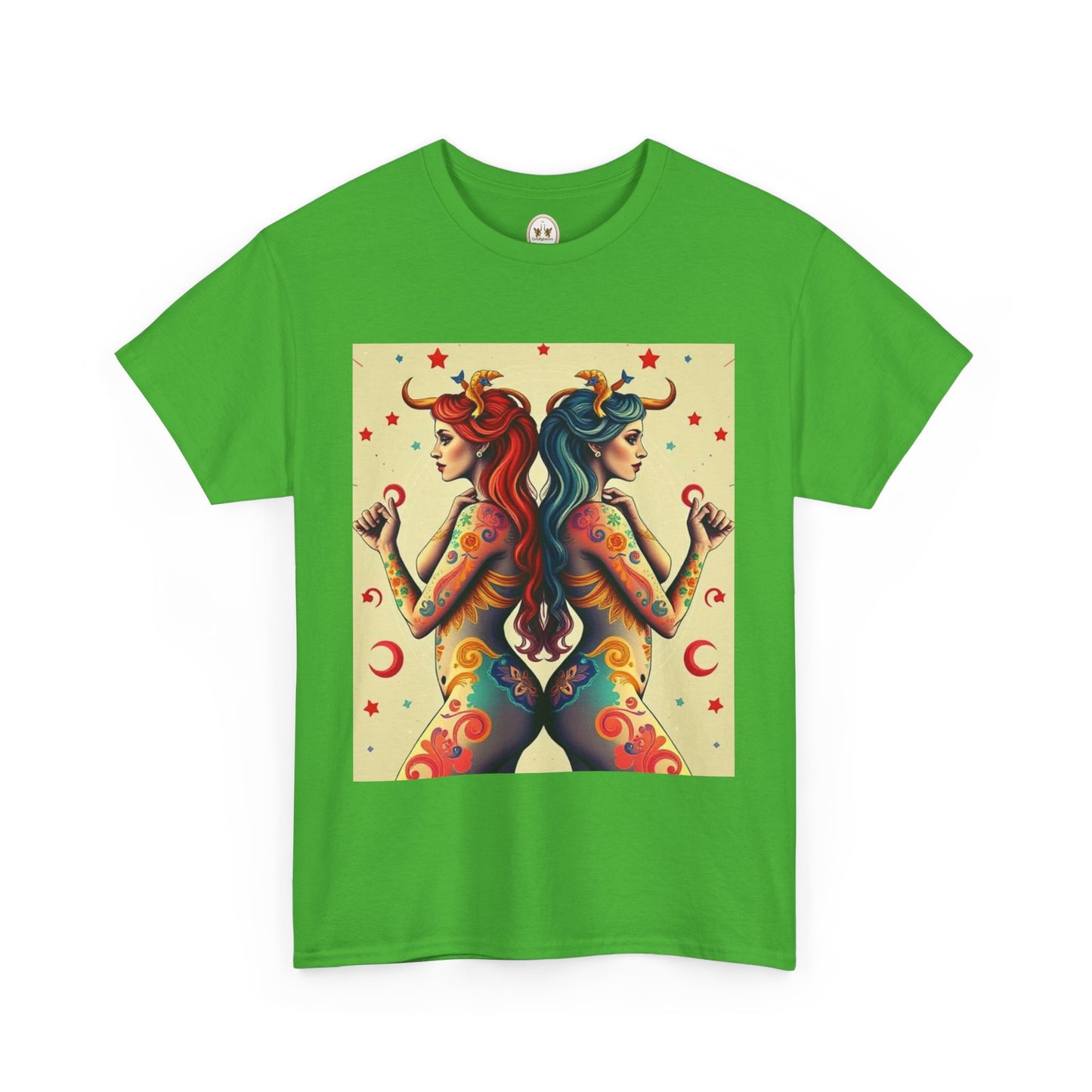 Unisex Heavy Cotton T-Shirt, Gemini, Zodiac v4, Sexy Art