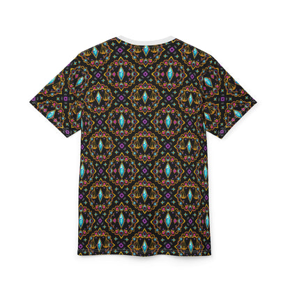 Unisex Cut & Sew T-Shirt, (AOP), Libra, Zodiac v1, Jewels Pattern
