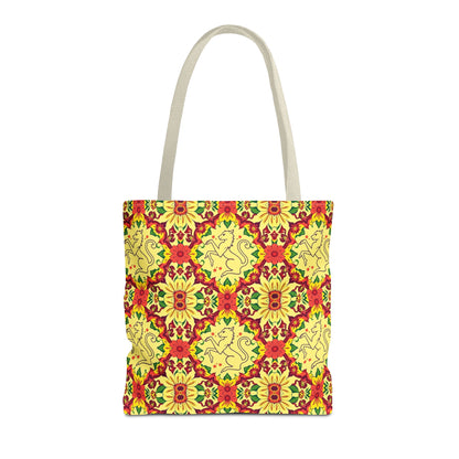 Tote Bag, (AOP), Virgo, Zodiac, Flower Pattern