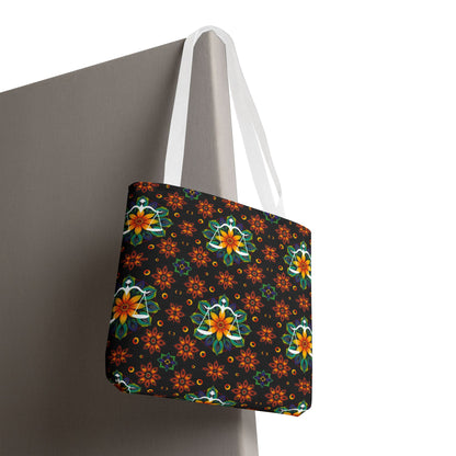 Tote Bag (AOP), Libra, Zodiac v2, Flower Pattern