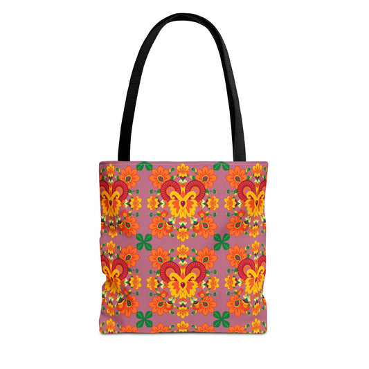 Tote Bag (AOP), Aries, Zodiac v1, Flower Pattern