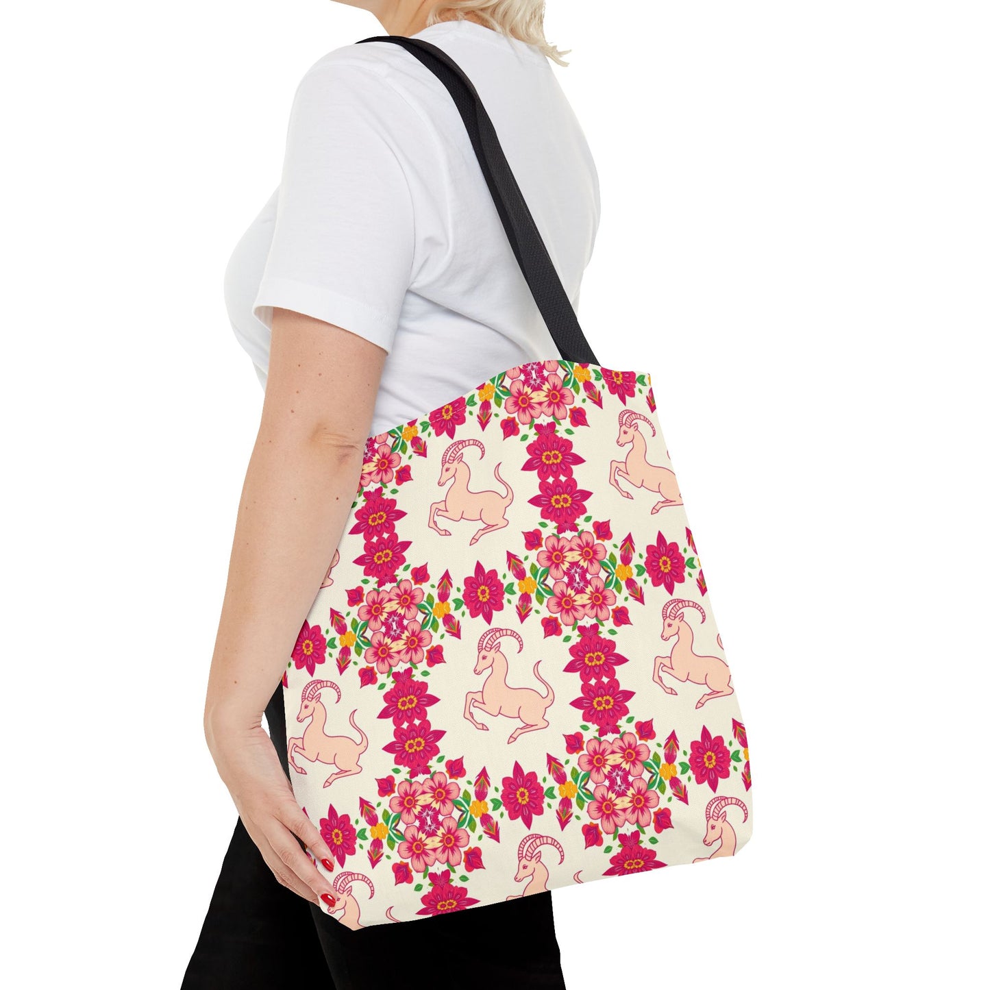 Tote Bag (AOP), Capricorn, Zodiac, Flower Pattern