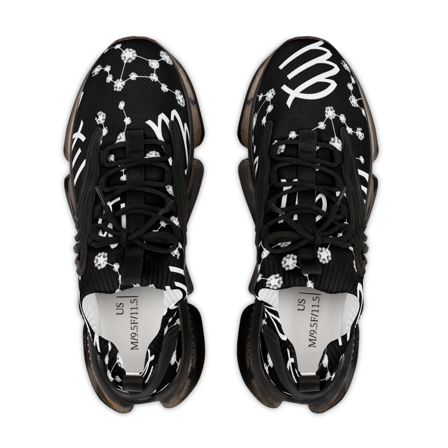 Men's Mesh Sneakers, Virgo Zodiac Sign, AOP, Black