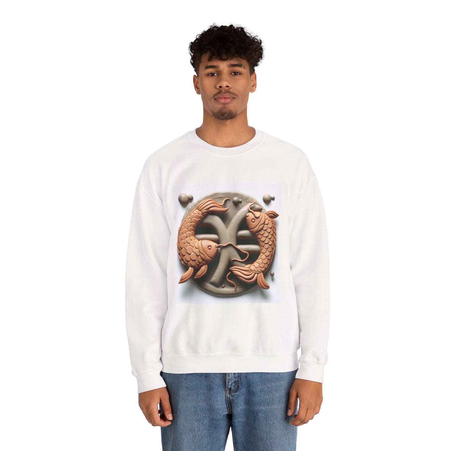 Unisex Heavy Blend™ Crewneck Sweatshirt,Two Fishes  Pisces Zodiac Design