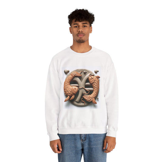 Unisex Heavy Blend™ Crewneck Sweatshirt,Two Fishes  Pisces Zodiac Design
