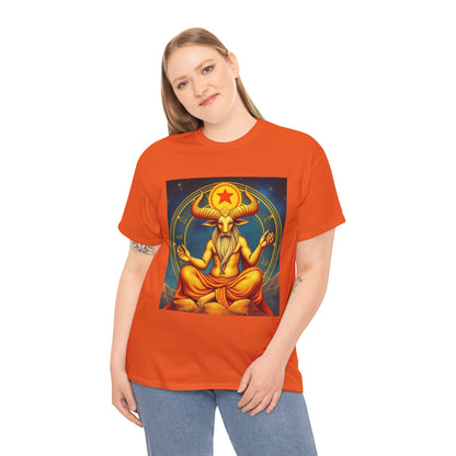 Unisex Heavy Cotton T-Shirt, Meditating Bull, Taurus Zodiac Design