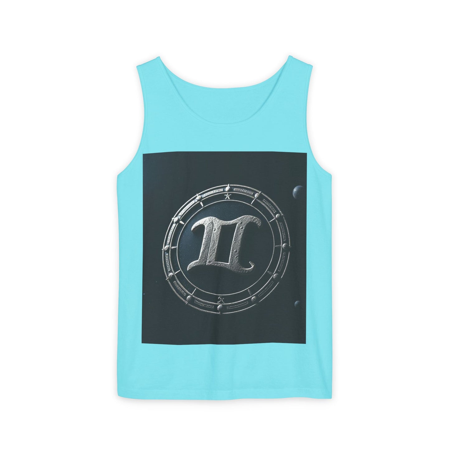 Unisex Garment-Dyed, Tank Top, Gemini Design, Space Symbol v1, 100% US cotton