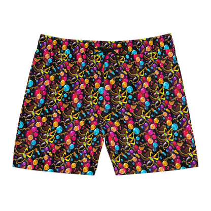 Men's Mid-Length Swim Shorts, (AOP), Sagittarius, Zodiac v2, Bubble Pattern