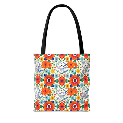 Tote Bag (AOP), Virgo, Zodiac v1, Flower Pattern