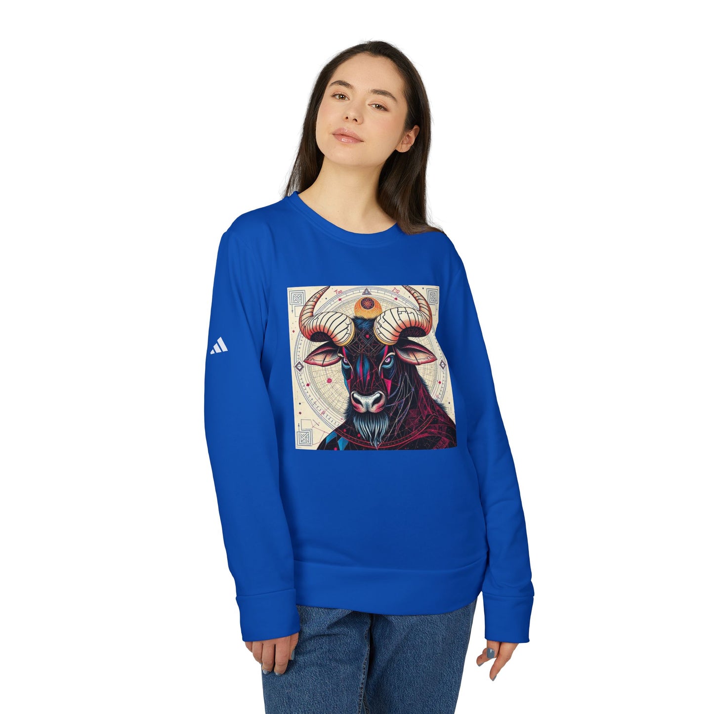 Adidas, Unisex Fleece Crewneck Sweatshirt, Taurus, Pop Art v1, Zodiac