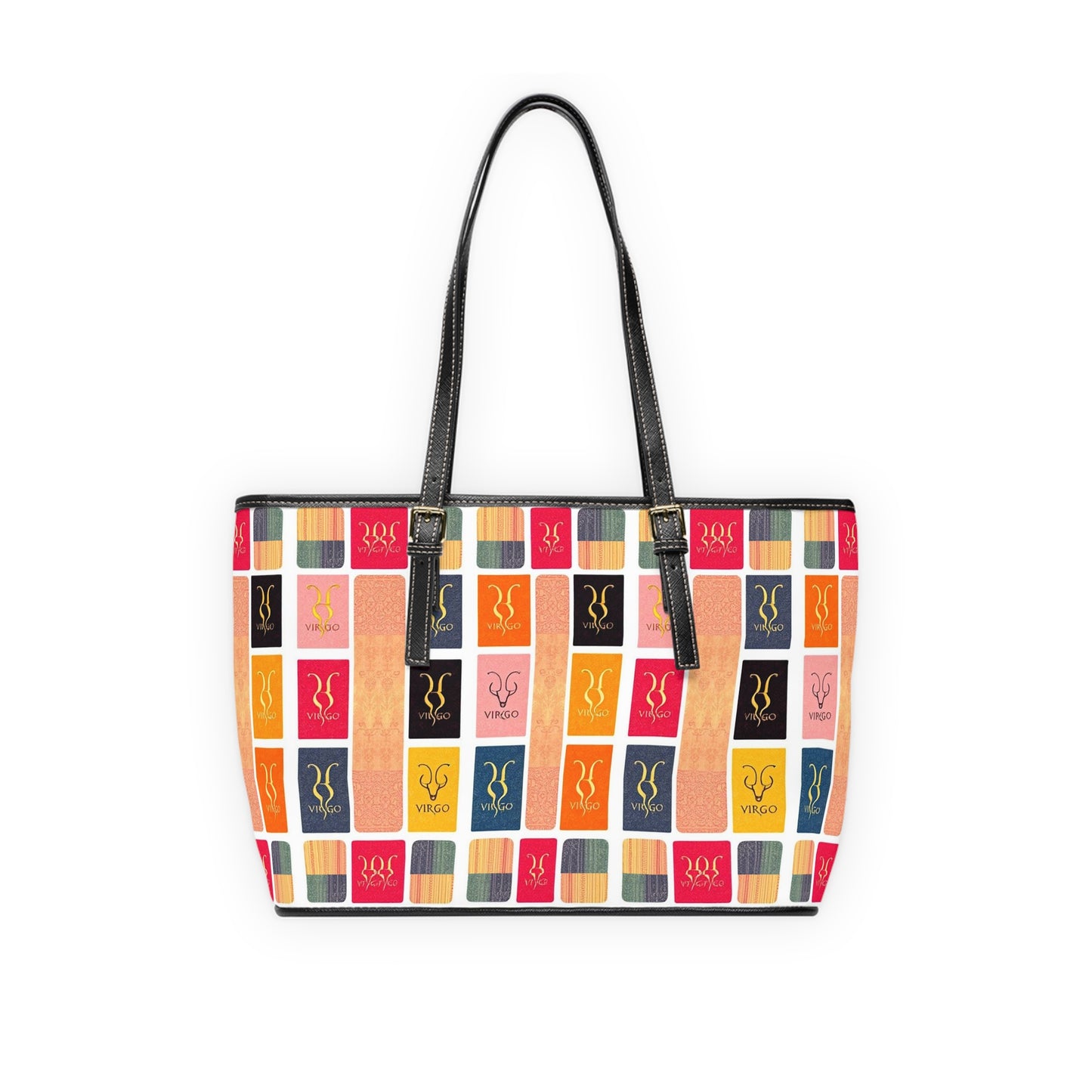 Leather Shoulder Bag, Virgo, Zodiac v3, Shapes Pattern