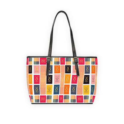 Leather Shoulder Bag, Virgo, Zodiac v3, Shapes Pattern