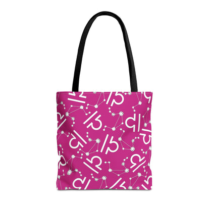 Tote Bag, Libra Zodiac Sign, AOP, (Pink, White)