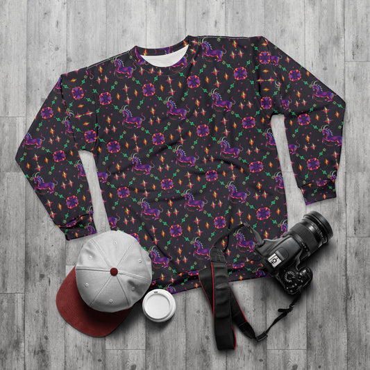 Unisex Sweatshirt (AOP), Capricorn, Zodiac v3, Jewel Pattern