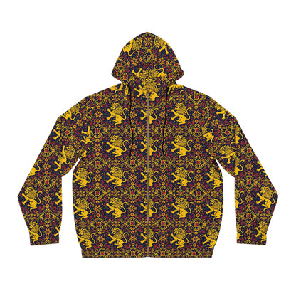 Full-Zip Hoodie (AOP), Leo, Zodiac v4, Pattern