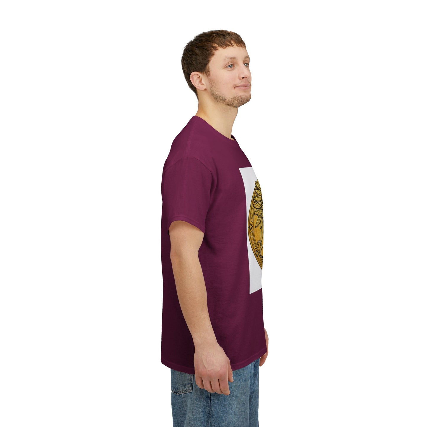 Unisex Heavy Cotton T-Shirt, Golden Angel Coin, Virgo Zodiac Design