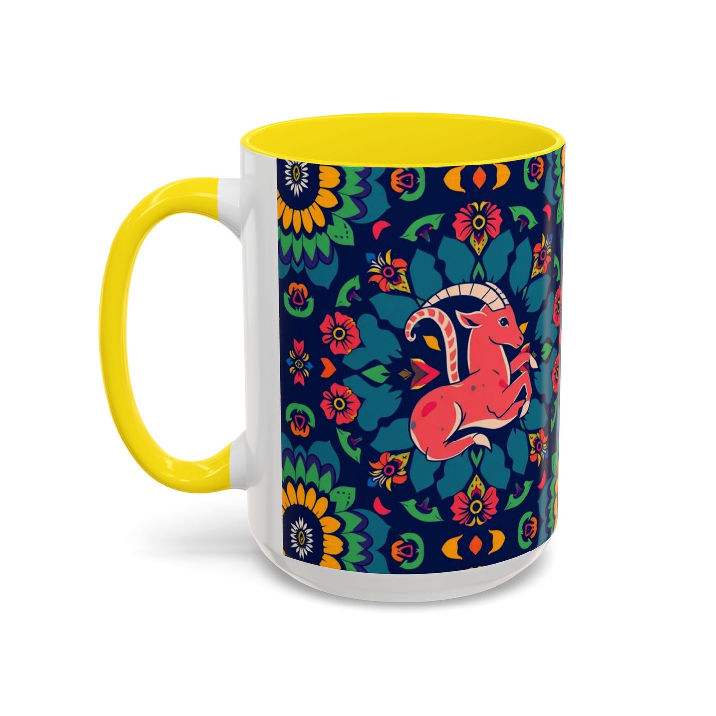 Accent Coffee Mug, Capricorn, Zodiac, Flower Pattern, (11, 15oz)