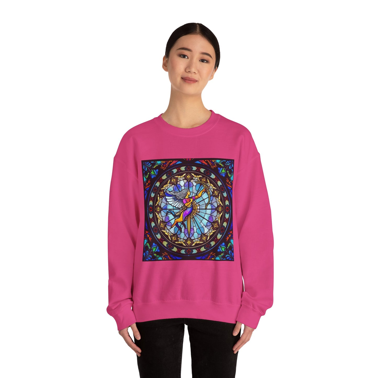 Unisex Heavy Blend™ Crewneck Sweatshirt, Glass, Sagittarius Zodiac Design