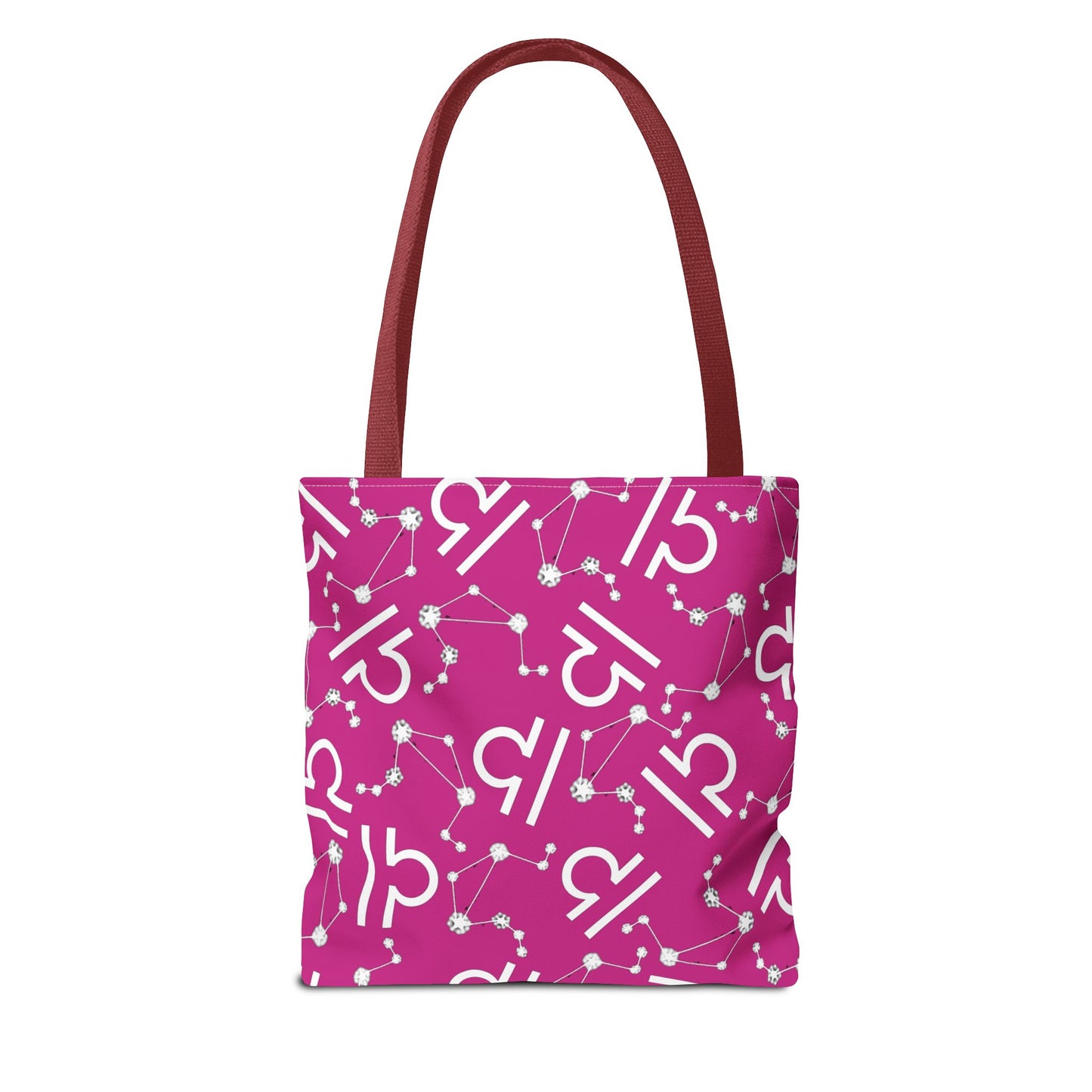 Tote Bag, Libra Zodiac Sign, AOP, (Pink, White)
