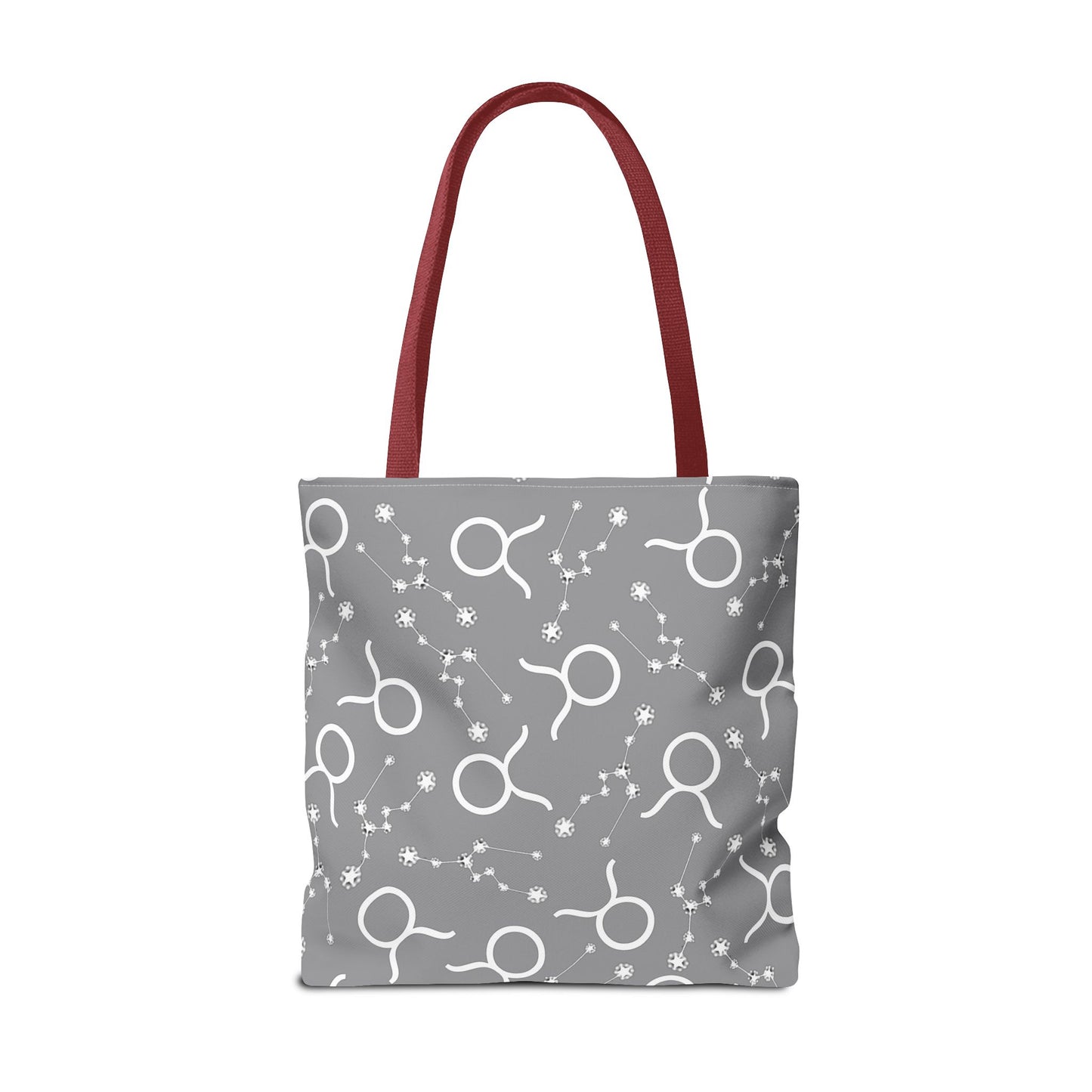 Tote Bag, Taurus Zodiac Sign, AOP, (Grey, White)