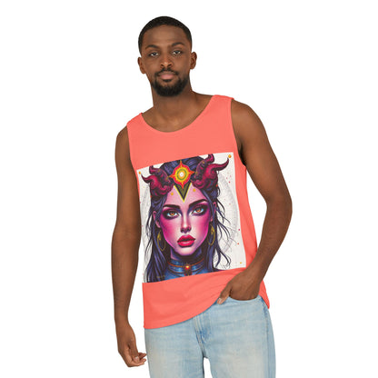 Unisex Garment-Dyed, Tank Top, Virgo Design, Pop Art, 100% US cotton