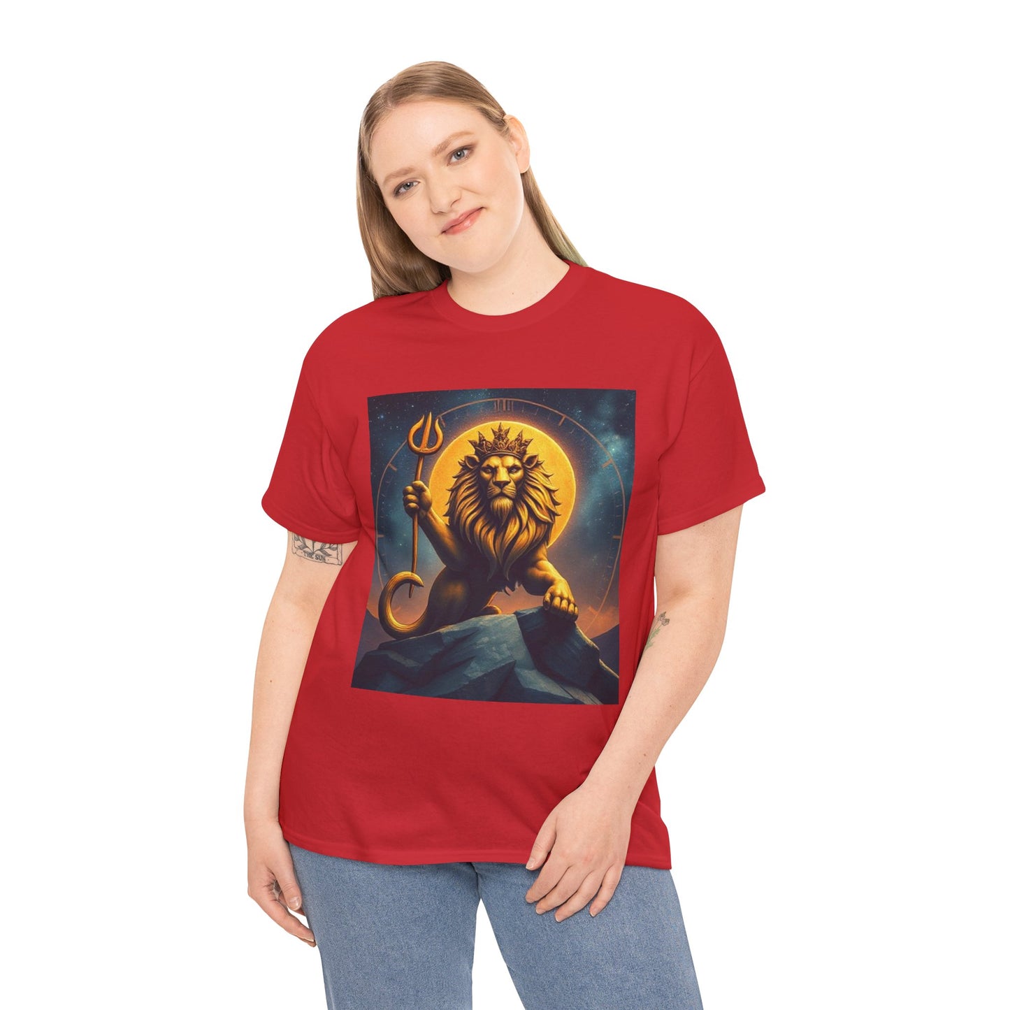 Unisex Heavy Cotton T-Shirt, King of Lions v2, Leo Zodiac Design