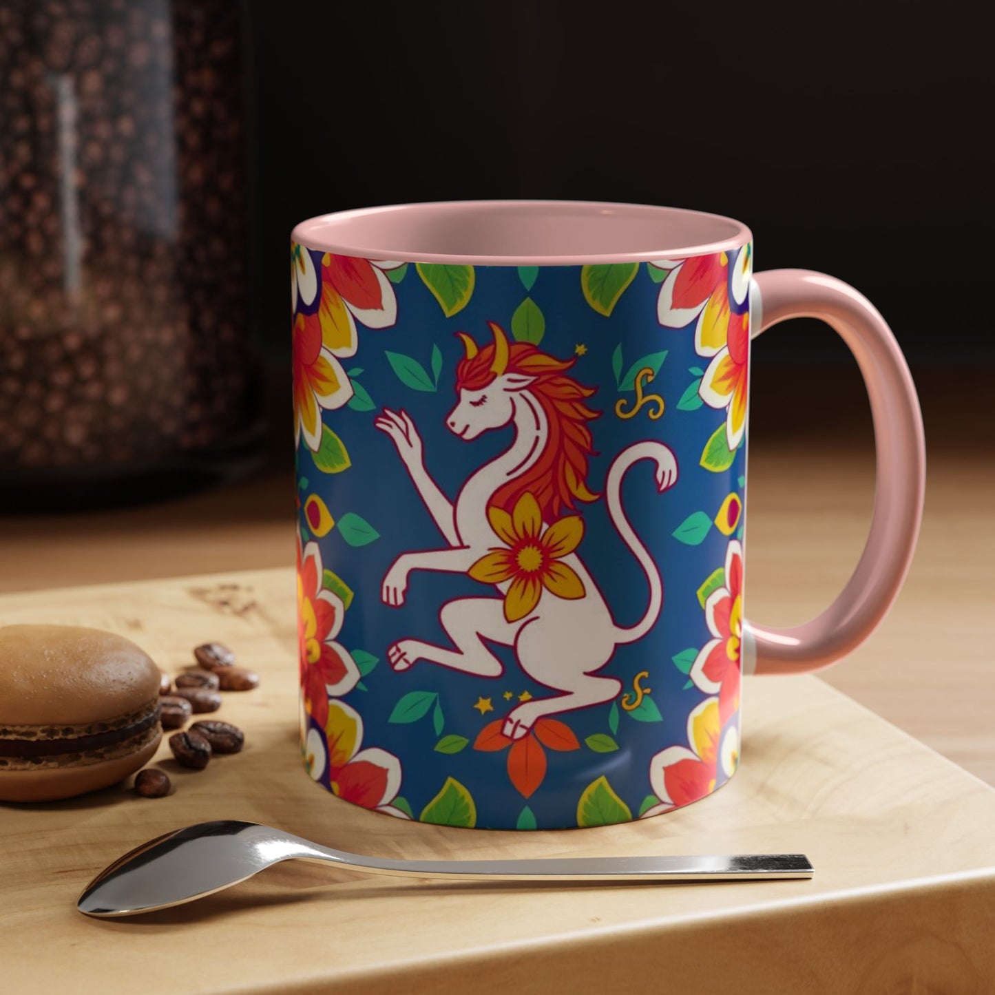 Accent Coffee Mug, Virgo, Zodiac v3. Flower Pattern, (11, 15oz)