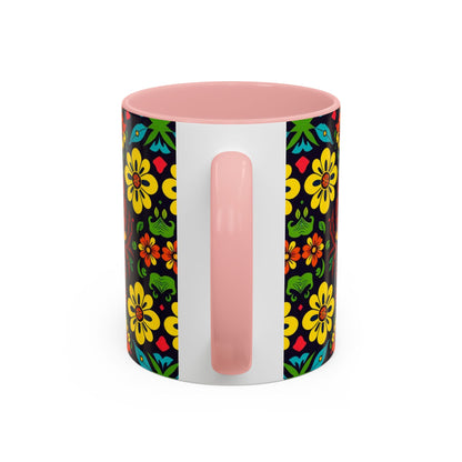 Accent Coffee Mug, Cancer, Zodiac v2, Flower Pattern, (11, 15oz)