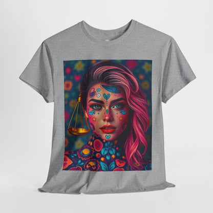 Unisex Heavy Cotton T-Shirt, Libra, Zodiac v2, Sexy Art