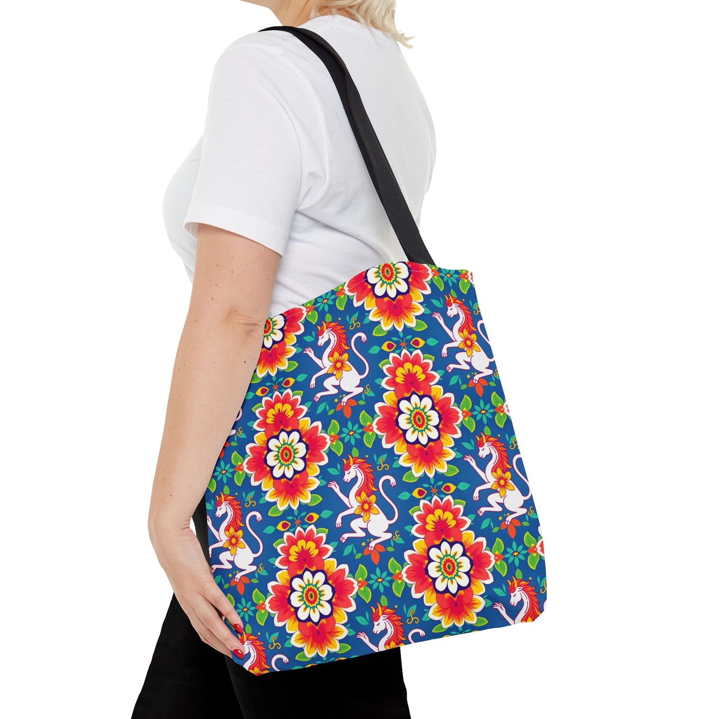 Tote Bag, (AOP), Virgo, Zodiac v2, Flower Pattern