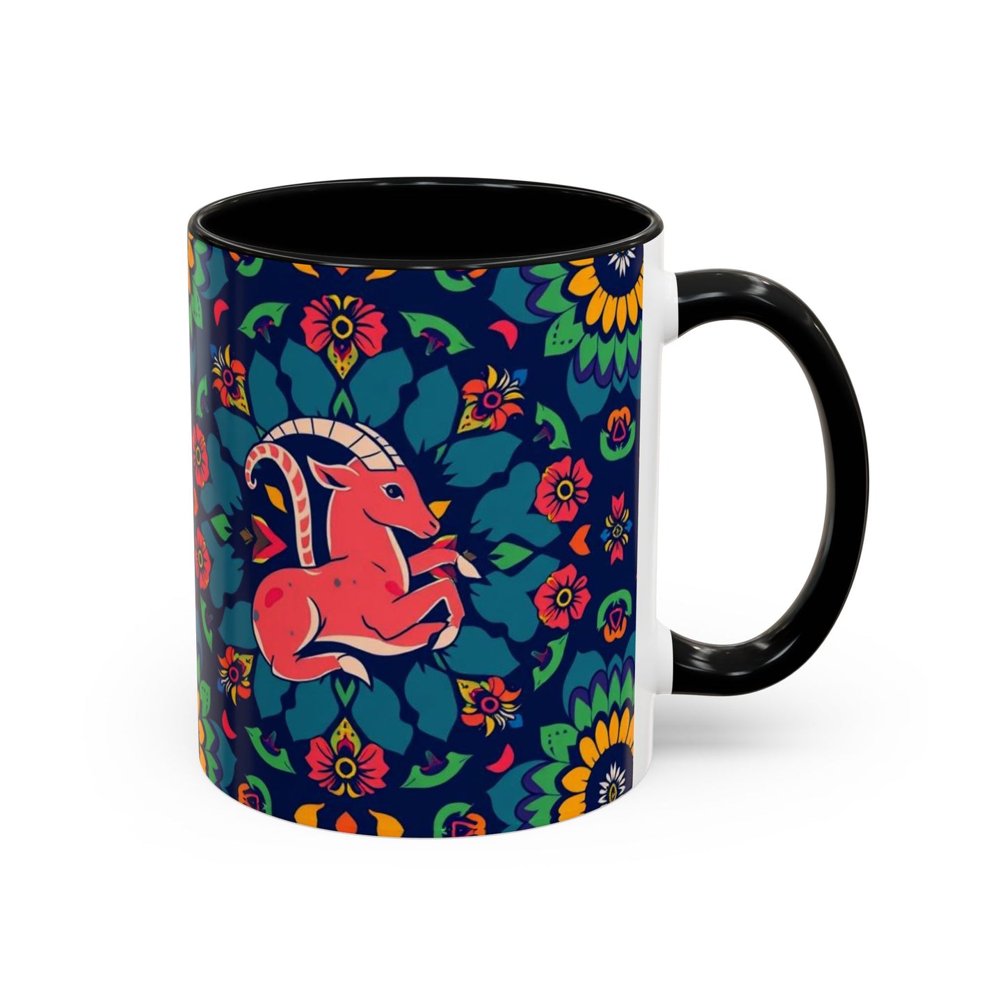 Accent Coffee Mug, Capricorn, Zodiac, Flower Pattern, (11, 15oz)