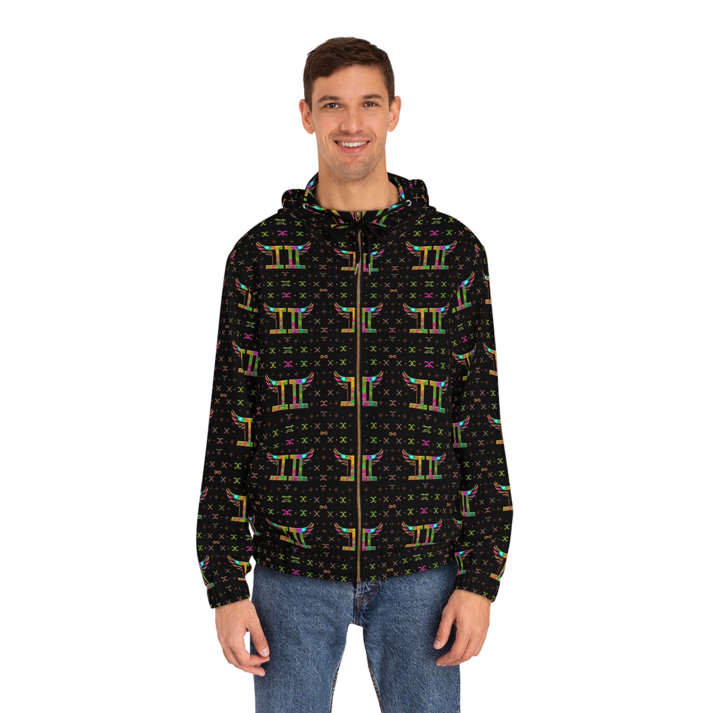 Full-Zip Hoodie (AOP), Gemini, Zodiac v1, Pattern