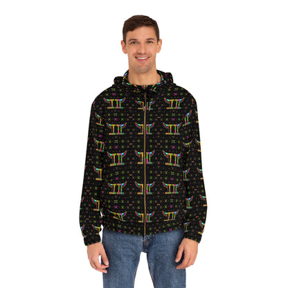 Full-Zip Hoodie (AOP), Gemini, Zodiac v1, Pattern