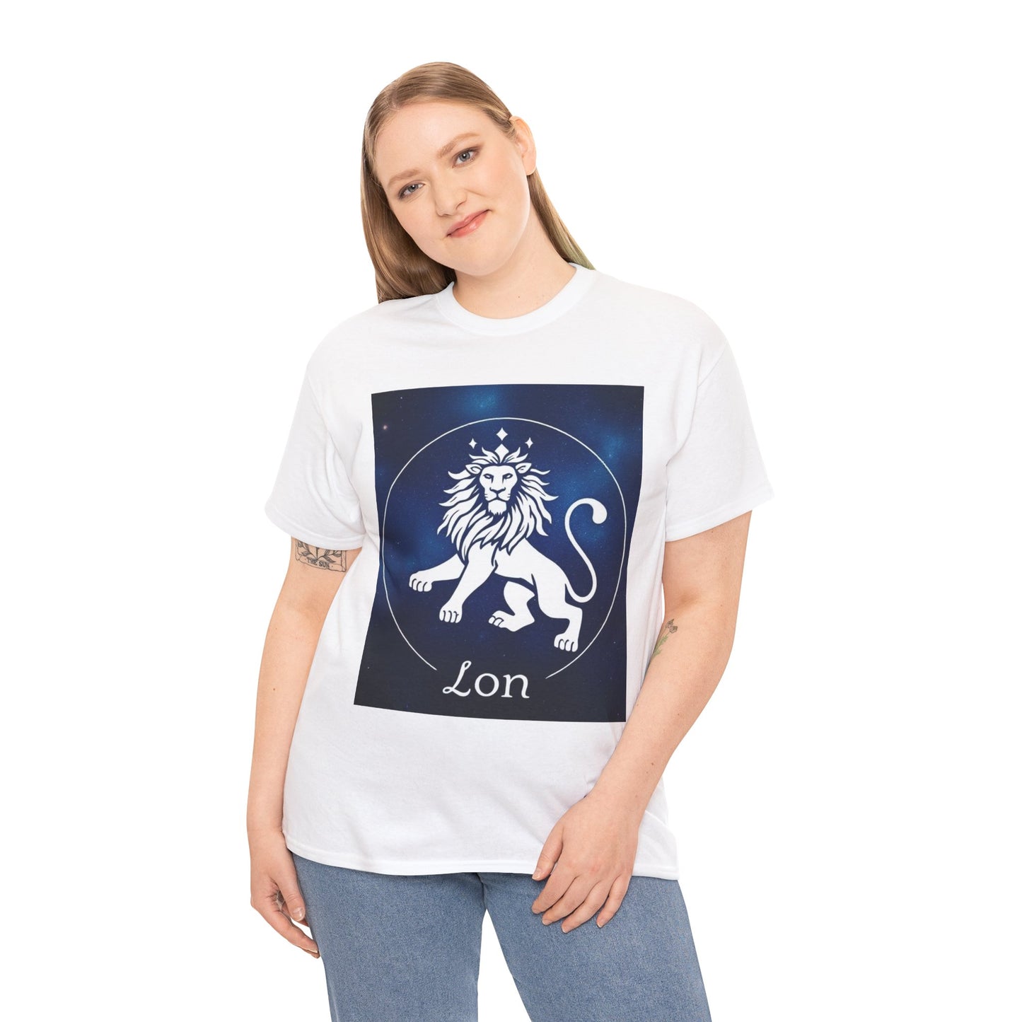 Unisex Heavy Cotton T-Shirt, Space Lion v1, Leo Zodiac Design