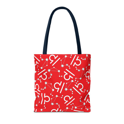 Tote Bag, Libra Zodiac Sign, AOP, (Red, White)