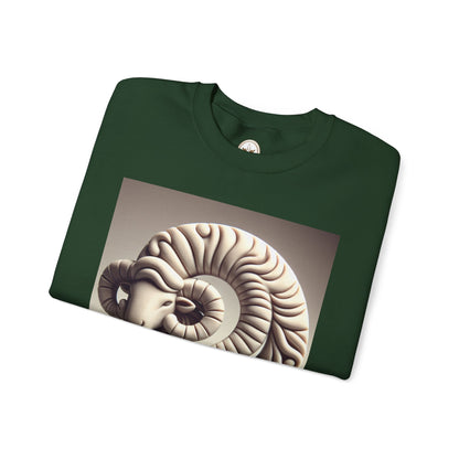 Unisex Heavy Blend™ Crewneck Sweatshirt, Round Statue, Aries Zodiac Design