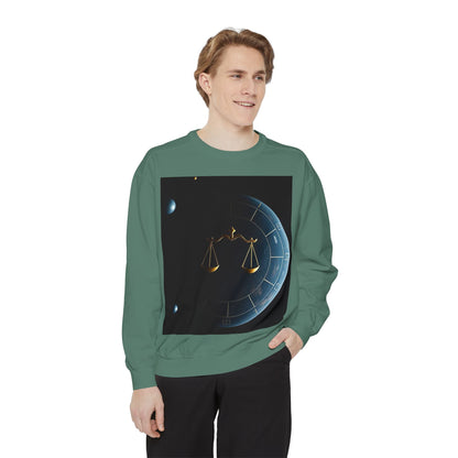 Garment-Dyed Sweatshirt, Unisex, Space Animal Design v1, Libra