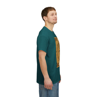 Unisex Heavy Cotton T-Shirt, Pencil Art v1, Gemini Zodiac Design