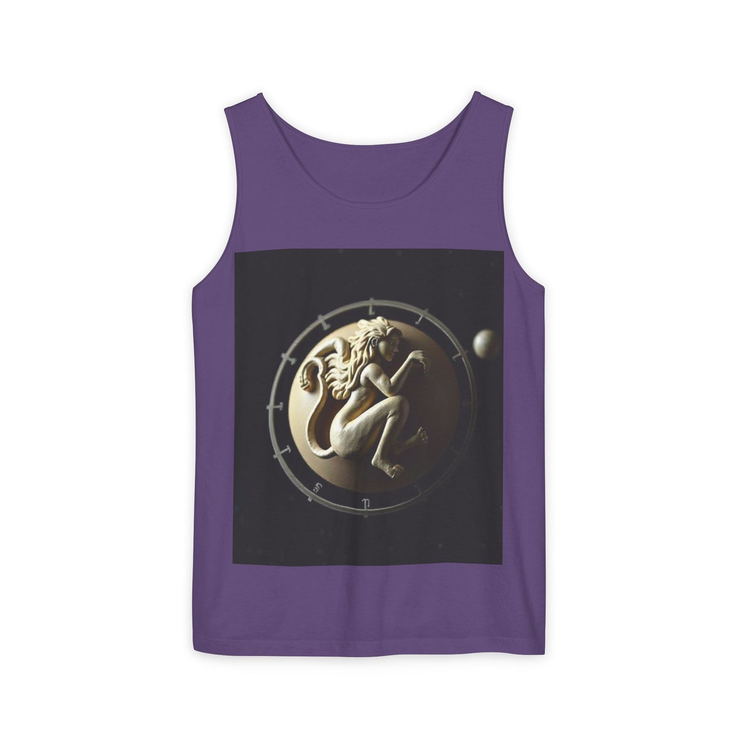 Unisex Garment-Dyed, Tank Top, Virgo Design, Planet Symbol, 100% US cotton