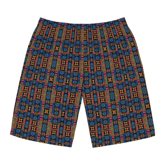 Men's Board Shorts, (AOP), Gemini, Zodiac v1, Shape Pattern