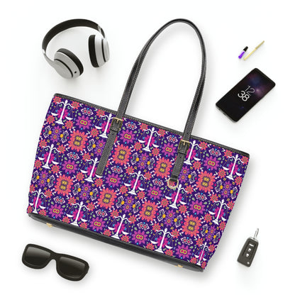 Leather Shoulder Bag, Libra, Zodiac v2, Flower Pattern