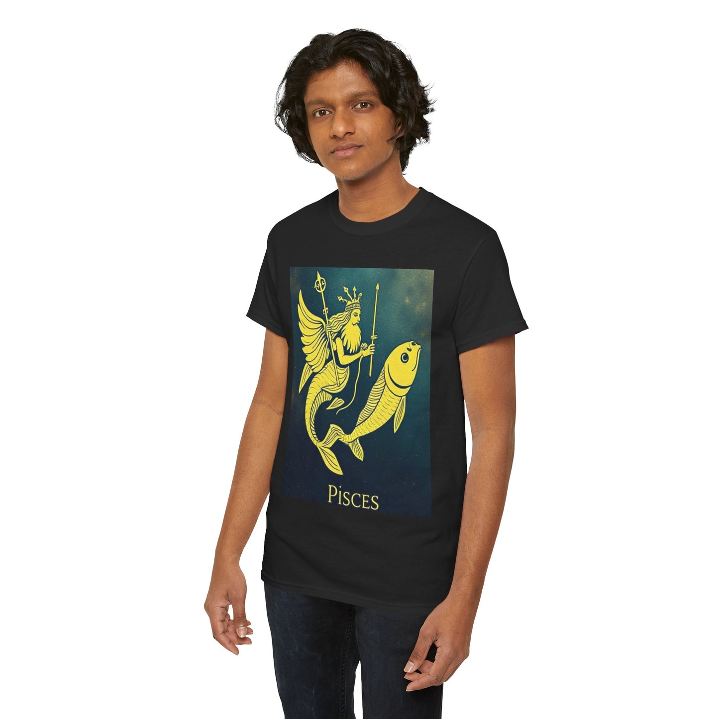 Unisex Heavy Cotton T-Shirt, Pisces Quuen v1, Zodiac Design