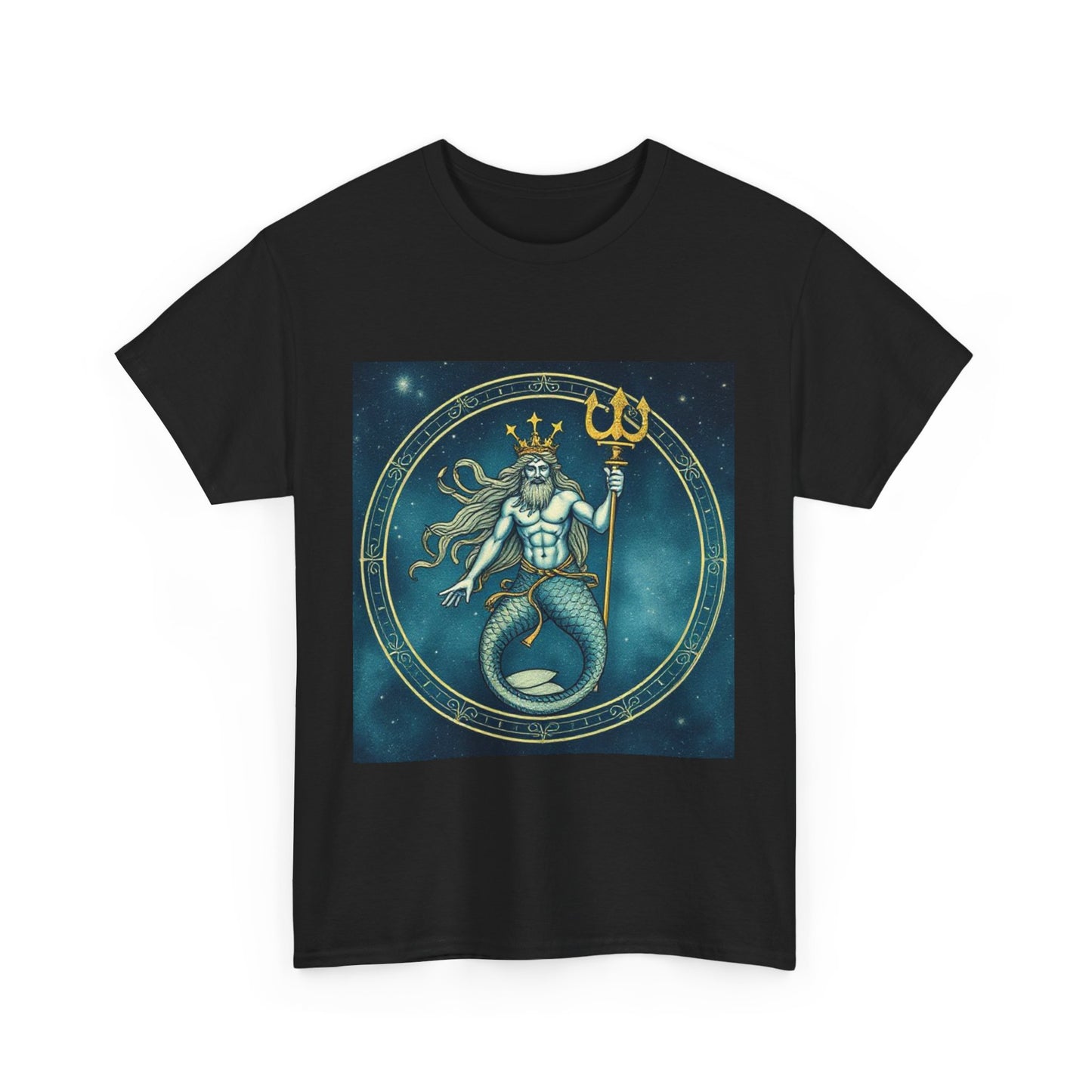 Unisex Heavy Cotton T-Shirt, Aquarius God 6v, Zodiac Design