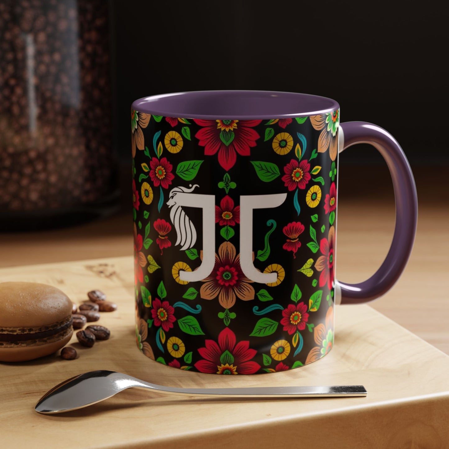Accent Coffee Mug, Gemini, Zodiac v4, Flower Pattern, (11, 15oz)