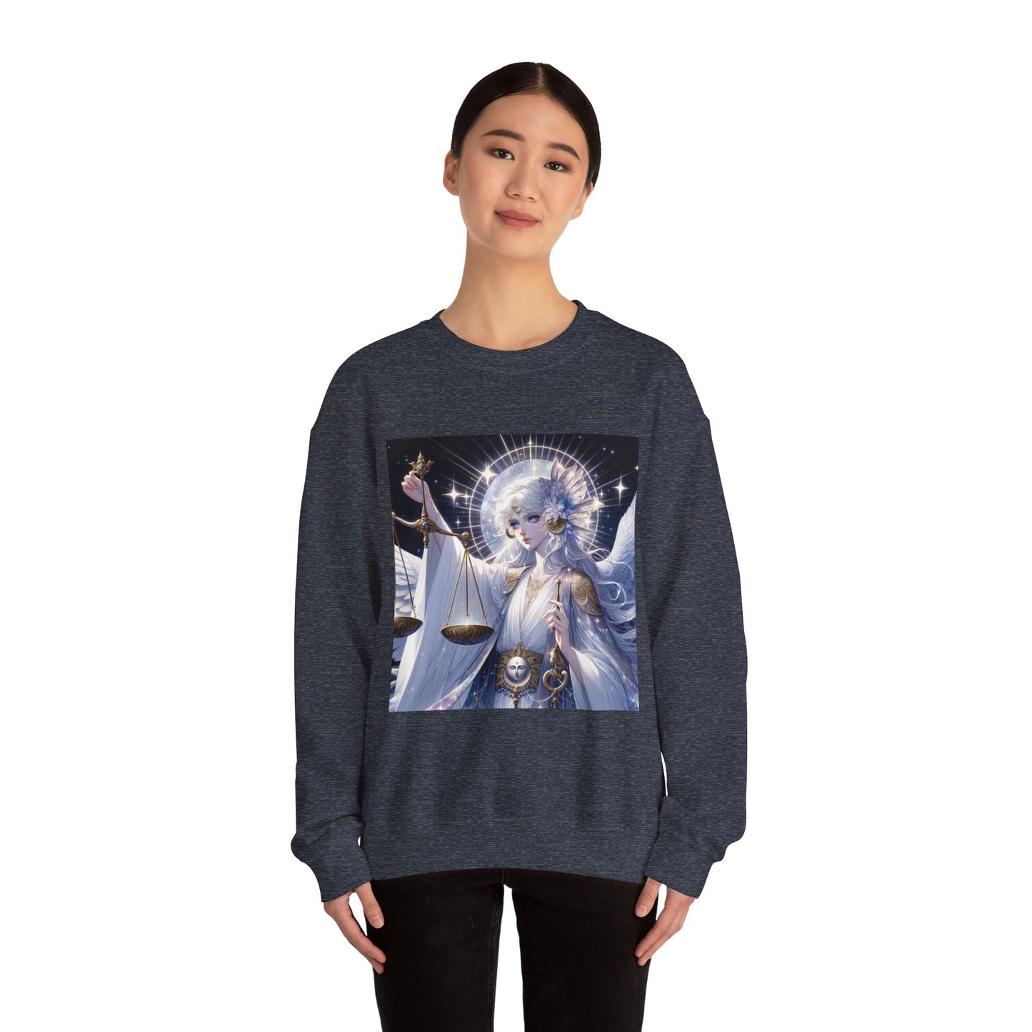 Unisex Heavy Blend™ Crewneck Sweatshirt,anime angel, Libra Zodiac Design