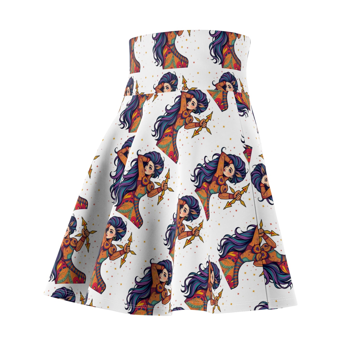 Women's Skater Skirt, (AOP), Sagittarius, Zodiac v4, Sexy Pattern