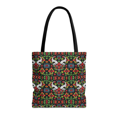 Tote Bag, (AOP), Taurus, Zodiac v4, Flower Pattern