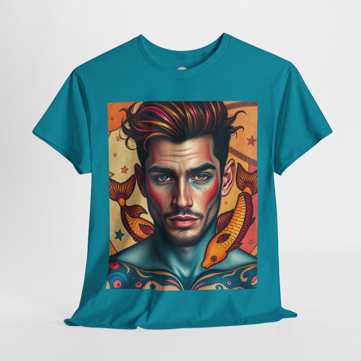 Unisex Heavy Cotton T-Shirt, Pisces, Zodiac v2, Sexy Art